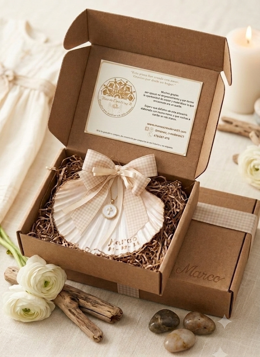 Concha Bautismal Personalizada · Lazo Liso